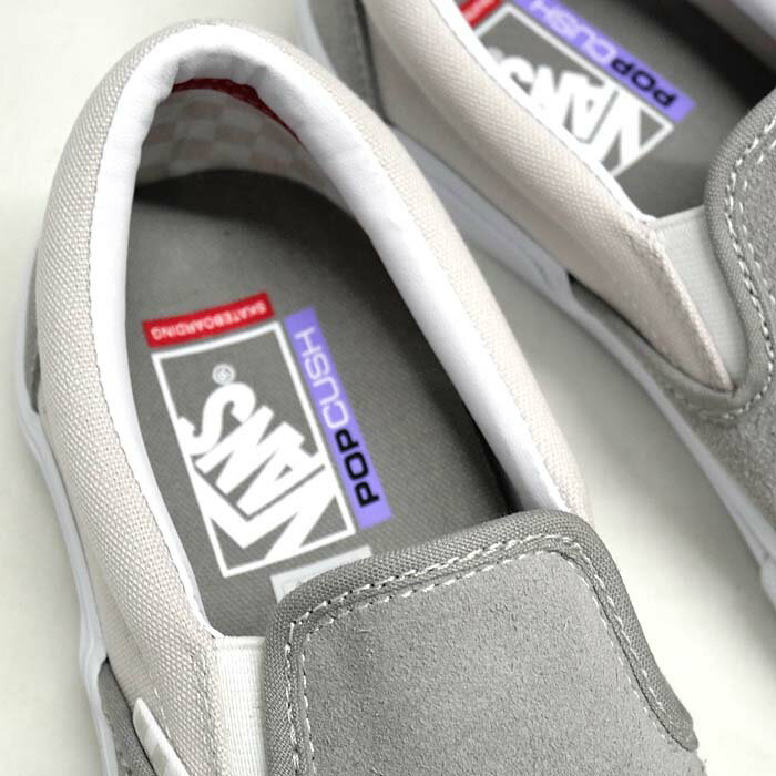 VANS SKATE SLIP-ON VN0A5FCACOI[バンズ スケートスリッポン][メンズ/ヴァンズ/スニーカー/スケシュ−/スリッポン/グレー白/スエード/キャンバス/プロ/PRO/USA企画]