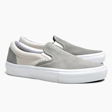 VANS SKATE SLIP-ON VN0A5FCACOI[バンズ スケートスリッポン][メンズ/ヴァンズ/スニーカー/スケシュ−/スリッポン/グレー白/スエード/キャンバス/プロ/PRO/USA企画]