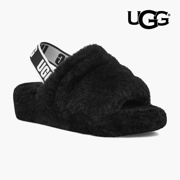 【アグ ファーサンダル レディース】UGG W FLUFF YEAH SLIDE 1095119 BLACK[フラッフイヤースライド 黒][ボア シープスキン サンダル ムートン 並行輸入品]のサムネイル
