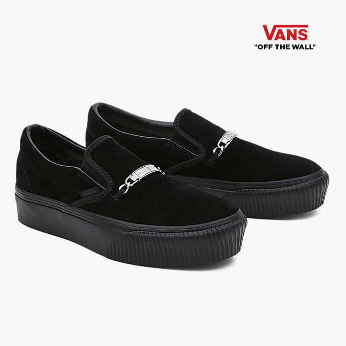 バンズ スリッポン プラットフォーム VANS SLIP-ON PLATFORM SF VN000BC9BLK ヴァンズ スニーカー 厚底 レディース 黒 サーフ スエード US企画