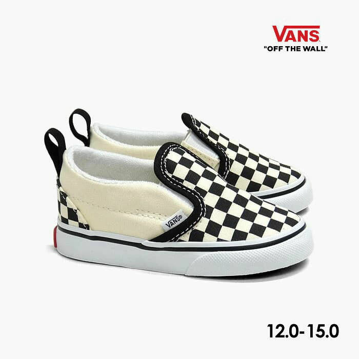 【毎日発送】バンズ スリッポン ベルクロ ベビーシューズ チェック VANS SLIP-ON V T VN0A34885GX ヴァンズ スニーカー 黒白 キャンバス 赤ちゃん靴 US企画