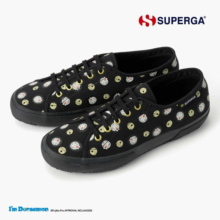 スペルガ ドラえもん コラボ 2725 スニーカー SUPERGA 2725 I 039 M DORAEMON 3A4138EW A01 メンズ レディース ユニセックス キャンバス 黒 黄色