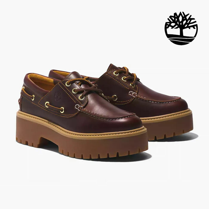 ティンバーランド スリーアイ レディース デッキシューズ 3アイレット 厚底 TIMBERLAND STONE STREET 3 EYE BURGUNDY 0A2QDM ストーン ストリート レザー モカシンシューズ 茶色 定番