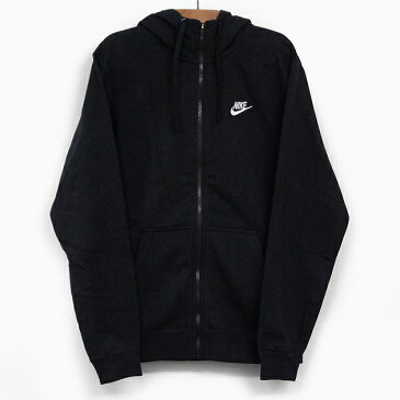 NIKE ナイキ スウェット パーカー NSW CLUB FRENCHTERRY FULLZIP HOODIE [804392-010 BLACK/WHITE 804392-063 DARK GREY HEATHER/WHITE] クラブ フレンチテリー フルジップ フーディー メンズ 長袖 ジップアップ スウェット トレーナー フリース グレー ブラック 黒