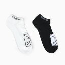 【メール便対応】RIPNDIP リップンディップ LORD NERMAL ANKLE SOCKS BLACK WHITE 靴下 ユニセックス メンズ レディース くるぶしソックス ショートソックス 白 黒 ホワイト ブラック 猫 柄 RIP N DIP