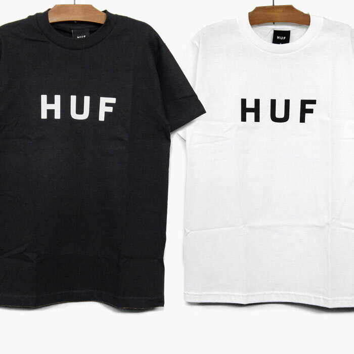 【返品交換不可】ハフ Tシャツ 半袖 HUF ESSENTIALS OG LOGO S/S TEE 黒/白 メンズ エッセンシャルズ オリジナルロゴ プリント 並行輸入品