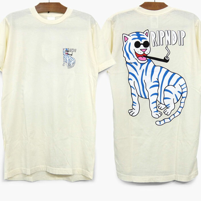 【35%OFF/並行輸入品】RIPNDIP COOL CAT S/S TEE RND4167[リップンディップ Tシャツ 半袖][メンズ/レディース/RIP N DIP/ベージュ/スケボー/スケーターファッション/ストリートブランド/猫]