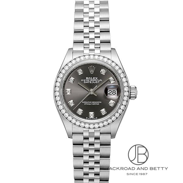 [商品ID：152082] &nbsp;PRODUCT&nbsp;&nbsp;-&nbsp;商品名&nbsp;- BRANDブランド ロレックスROLEX MODELモデル レディ デイトジャスト 28Lady Datejust 28 REFERENCE型番 279384RBR &nbsp;DETAILS&nbsp;&nbsp;-&nbsp;商品詳細&nbsp;- ロレックスのオイスターパーペチュアルデイトジャスト。 こちらは新型品番279384RBRです。 ケース径は以前の26mmから28mmへボリュームアップしています。 インデックスダイヤにベゼルにもダイヤモンドが施されております。 メーカーオリジナルボックス、国際保証書付属。 &nbsp;SPEC&nbsp;&nbsp;-&nbsp;商品スペック&nbsp;- 保証 ： 当店オリジナル保証3年 状態 ： 新品 サイズ ： レディース ケース径 ： 28 × 28 mm ムーブメント / キャリバー ： 自動巻き / 2236 防水性能 ： 100m防水 風防 ： サファイアクリスタル風防 仕様 ： 日付表示3針 付属品 ： メーカー純正BOXあり国際保証書あり ケース素材 ： (ゴールド：18K)ホワイトゴールド/ステンレススチール ケース / 宝石 ： ダイヤモンド ベルト素材 ： ステンレススチール ベルトタイプ / サイズ ： ブレス 文字盤カラー ： グレー 文字盤タイプ ： なし