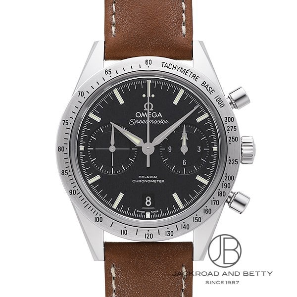 [商品ID：om984] &nbsp;PRODUCT&nbsp;&nbsp;-&nbsp;商品名&nbsp;- BRANDブランド オメガOMEGA MODELモデル スピードマスター 57 クロノグラフSpeedmaster 57 Chronograph REFERENCE型番 331.12.42.51.01.001 &nbsp;DETAILS&nbsp;&nbsp;-&nbsp;商品詳細&nbsp;- 1957年に誕生したスピードマスター1stをモチーフとし、心臓部に最新鋭のキャリバー9300を搭載してデビューしたのがこちらのモデル。フェイスは2カウンター式のクロノグラフとなりますが、3時位置のインダイヤルに12時間計と30分積算計を同軸で設置し、9時位置にスモールセコンドを配置するユニークな仕様。6時位置に日付表示が装備。ムーブメントにはSi14シリコン製ヒゲゼンマイを採用したフリースプラングテンプとなる、キャリバー9300のオメガ自社製自動巻きクロノグラフ・クロノメーター・コーアクシャルムーブメントが搭載されています。1stモデルを彷彿とさせるサテン仕上げのタキメーターベゼルが精悍な印象を与えてくれる逸品です。1957年の初代スピードマスターをイメージした、2カウンタークロノグラフ　コラムホイール式クロノグラフ機構、シリコン製ヒゲゼンマイを採用したフリースプラングテンプ、さらに2つの香箱によりロングパワーリザーブを実現したコーアクシャルムーブメント「9300」搭載　シースルーバック &nbsp;SPEC&nbsp;&nbsp;-&nbsp;商品スペック&nbsp;- 保証 ： 当店オリジナル保証3年 状態 ： 新品 サイズ ： メンズ ケース径 ： 41.5 mm ムーブメント / キャリバー ： 自動巻き / 9300 クロノメーター搭載 防水性能 ： 100m防水 風防 ： サファイアクリスタル風防 仕様 ： クロノグラフ日付表示シースルーバック 付属品 ： メーカー純正BOXあり国際保証書あり ケース素材 ： ステンレススチール ベゼル素材 ： ステンレススチール ベルト素材 ： 革 ベルトタイプ / サイズ ： ストラップ 文字盤カラー ： ブラック 文字盤タイプ ： なし