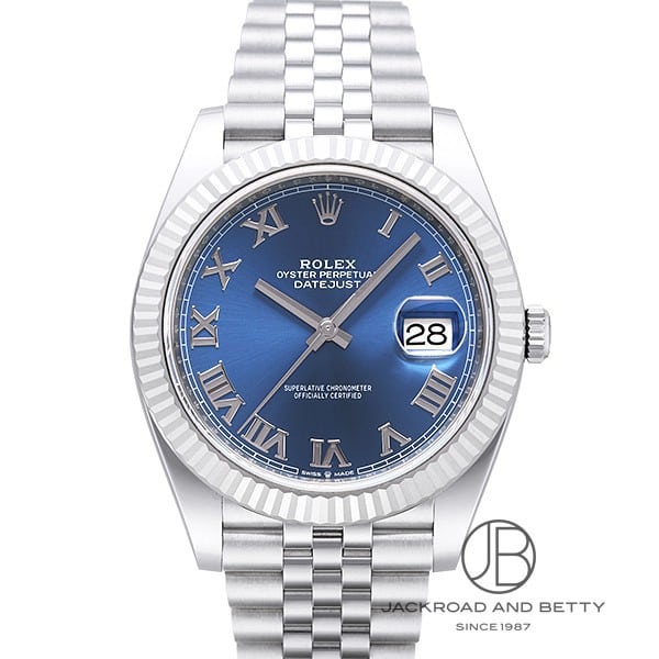 [商品ID：rx1198] &nbsp;PRODUCT&nbsp;&nbsp;-&nbsp;商品名&nbsp;- BRANDブランド ロレックスROLEX MODELモデル デイトジャスト41Datejust 41 REFERENCE型番 126334 &nbsp;DETAILS&nbsp;&nbsp;-&nbsp;商品詳細&nbsp;- 自社開発ムーブメント キャリバー「3235」搭載　70時間パワーリザーブ　18Kホワイトゴールドベゼル　5連ブレスレット仕様 &nbsp;SPEC&nbsp;&nbsp;-&nbsp;商品スペック&nbsp;- 保証 ： 当店オリジナル保証3年 状態 ： 新品 サイズ ： メンズ ケース径 ： 41 mm ムーブメント / キャリバー ： 自動巻き / 3235 クロノメーター搭載 防水性能 ： 100m防水 風防 ： サファイアクリスタル風防 仕様 ： 日付表示3針 付属品 ： メーカー純正BOXあり国際保証書あり ケース素材 ： ホワイトゴールド/ステンレススチール ベゼル素材 ： 18Kゴールド ベルト素材 ： ステンレススチール ベルトタイプ / サイズ ： ブレス 文字盤カラー ： ブルー 文字盤タイプ ： なし