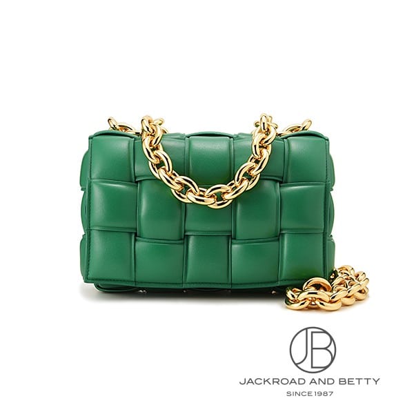 ボッテガ・ヴェネタ BOTTEGA VENETA チェーン カセット ショルダーバッグ レーシンググリーン 緑 63142..