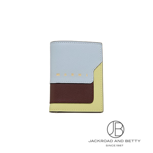 마르니 MARNI 블루 브라운 그린 사피아노 가죽 제 접이 지갑 PFMOQ14U28LV520ZO996 신품 가방 / 지갑 / 소품