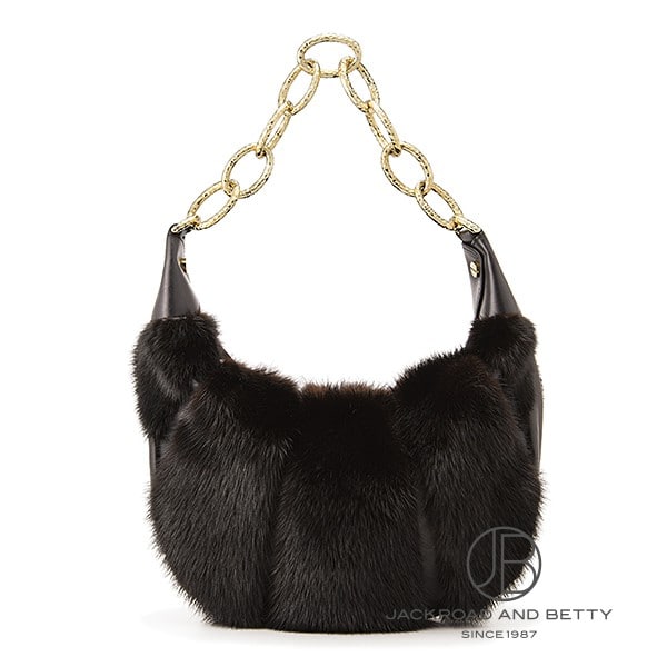 Rakuten - ヴァレンティノ VALENTINO スモール チェーン ホーボー ファー バッグ ブラック DB0204VIN-760002 中古 バッグ/財布/小物