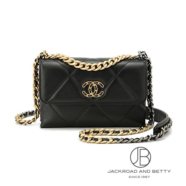 Chanel 19 Chain Wallet, Black, AP3563, Used, Bag/Wallet/Accessories