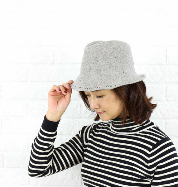 【5/16 1:59までポイント10倍】サンテリ フランチェスカ SANTELLI FRANCESCA フェルト 中折れハット ステッチHAT outlet ILA5508421-0091502(レディース)(帽子)(last_1)