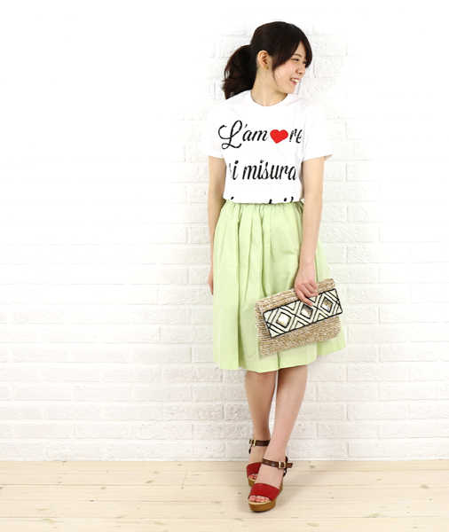 プリュムブルー Plume Bleue コットン 膝丈 タック ギャザースカート outlet ・PB-031-3461501(レディ..