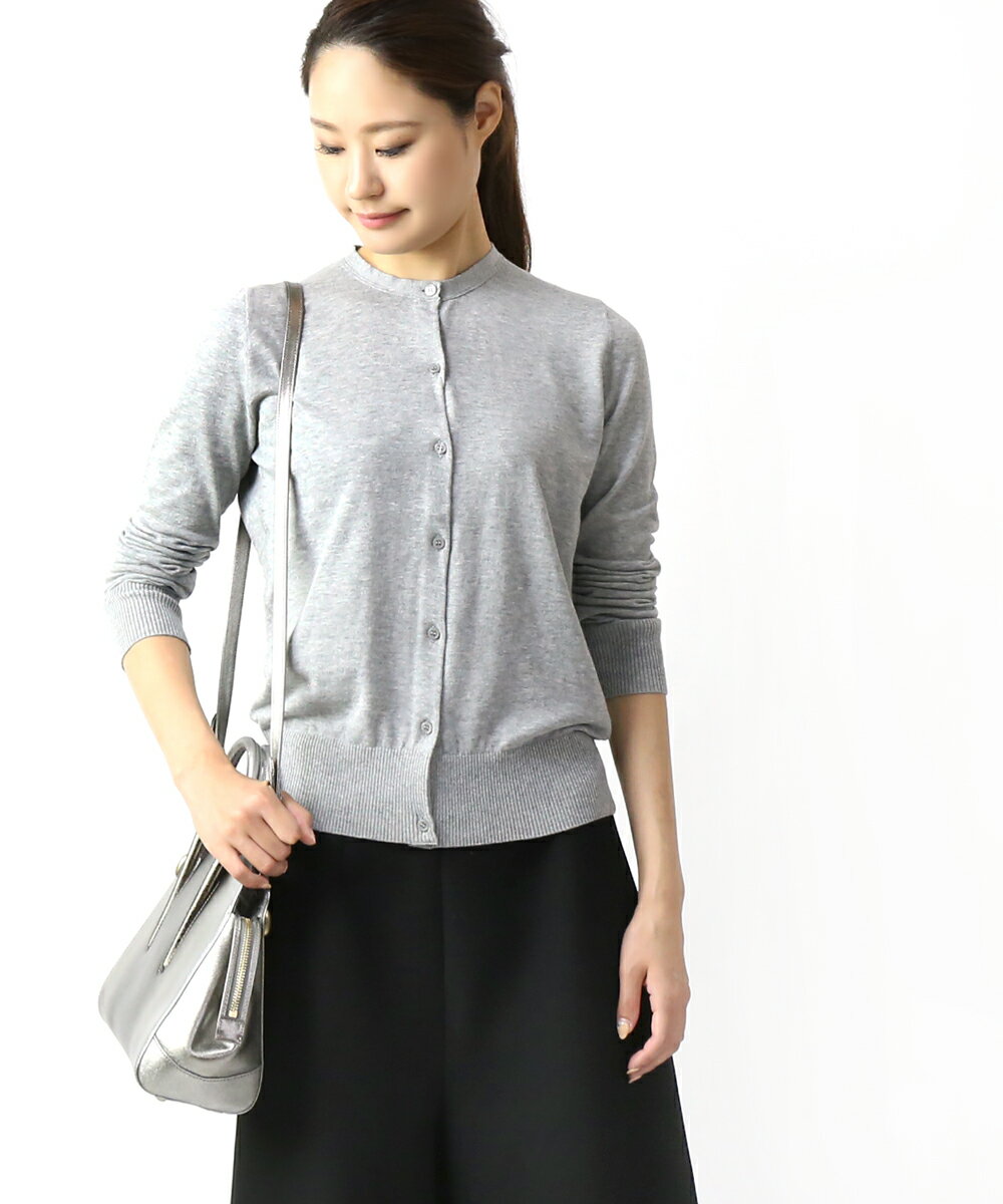 スリードッツ three dots コットンメランジ 天竺編み 長袖 クルーネック カーディガン・IF735Y-0441902(レディース)のサムネイル