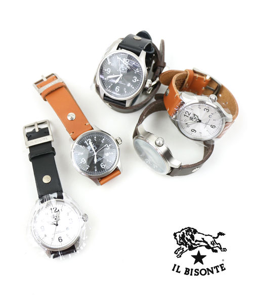 イルビゾンテ(IL BISONTE)レザー 型押しレザー カレンダー付き クォーツ式 腕時計 リストウォッチ(L)・5422310597-A-0061902【メンズ】【レディース】【■■】