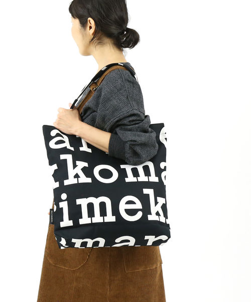 【20%OFF】マリメッコ marimekko コットンキャンバス ロゴ トートバッグ NOTKO LOGO TOTE BAG・52199247312-0062301(レディース)