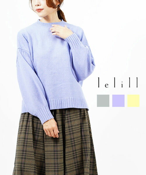 【30%OFF】レリル lelill クルーネック ウールライク ワイドガンジーニット プルオーバー セーター・12251812-2922202(レディース)