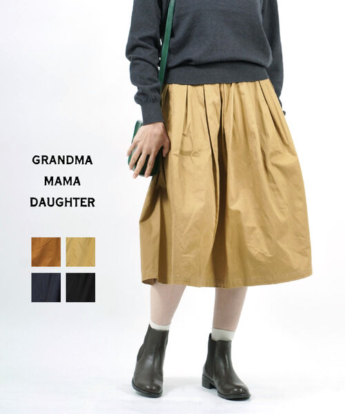 【30%OFF】(JP)BCB別注＊(グランマ・ママ・ドーター GRANDMA MAMA DAUGHTER by KATO') コットンチノ タック プリーツスカート ロングスカート・GK001-4332202(レディース)