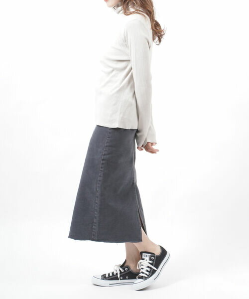 アッパーハイツ(upper hights)コットンストレッチ バックスリット カットオフ タイトスカート デニムスカート THE SCARLET・86120202-2942201(レディース)(■■)