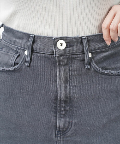 アッパーハイツ(upper hights)コットンストレッチ バックスリット カットオフ タイトスカート デニムスカート THE SCARLET・86120202-2942201(レディース)(■■)