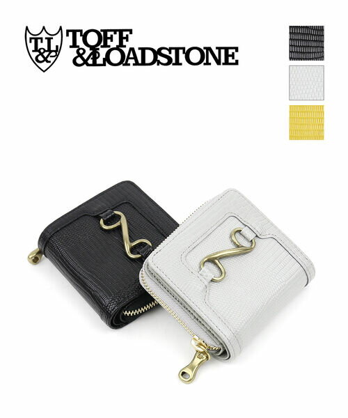 トフアンドロードストーン 財布 TOFF&LOADSTONE ブラック イエロー 二つ折り ミニウォレット Round zip folded wallet lizard ラウンドジップ フォールデッド ウォレット リザード・R97-01397-1472301(レディース)(クーポン対象外)