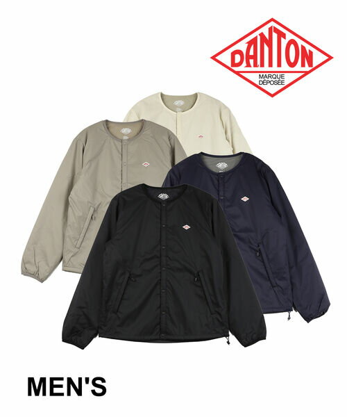 ダントン DANTON ジャケット インサレーションジャケット アウター 黒 ネイビー ベージュ S M L XL ノーカラー ナイロン 中綿 プリマロフト・DT-A0483SBT-0322401(レディース)