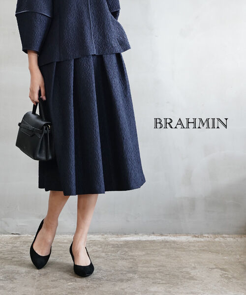 【ポイント10倍】ブラーミン Brahmin スカート フレアスカート ボトムス ミモレ丈 膝下 フォーマル オケージョン ネイビー ジャガード 上品 フェミニン セットアップ・B29651-0042401(レディース)
