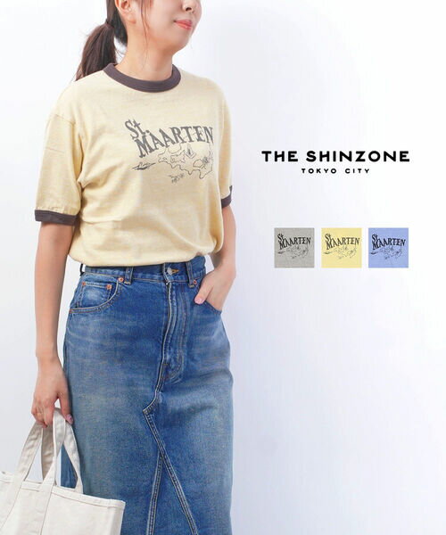 【2024年春夏新作】ザ シンゾーン THE SHINZONE Tシャツ カットソー トップス 半袖 リンガーTシャツ プリント クルーネック カジュアル アメカジ 大人・24SMSCU10-4432401(レディース)