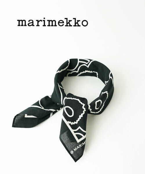 【20%OFF】【2024年春夏新作】マリメッコ marimekko スカーフ バンダナ ウニッコ柄 花柄 綿 コットン ブラック 正方形 北欧 おしゃれ プレゼント ギフト・52243292708-0062401(メール便可能商品)[M便 5/5](レディース)