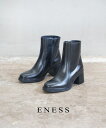 【ポイント10倍】【2025年秋冬新作】エネス eness ブーツ ショートブーツ 靴 本革 レザー 牛革 チャンキーヒール ショート丈 歩きやすい 上品 きれ...