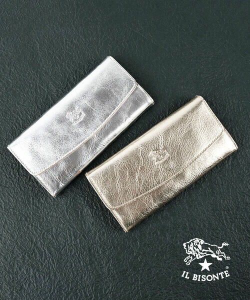 楽天JACQUEMART【2025年秋冬新作】イルビゾンテ IL BISONTE 財布 長財布 ロングウォレット 正規品 レザー 牛革 大容量 フラップ メタリック ゴールド シルバー プレゼント ギフト・54192305940-0062502（メンズ）（レディース）