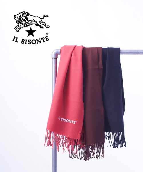 【クーポン対象外】イルビゾンテ 正規品 IL BISONTE フリンジ プレーンストール マフラー ロゴストール 売れ筋アイテム 毛100% あたたか ロングフリンジ 上品 薄手 ユニセックス ギフト ・54212309381-0062102(メンズ)(レディース)