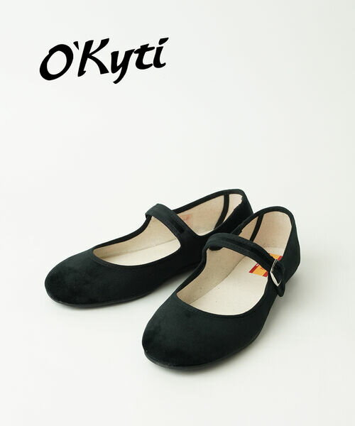 楽天JACQUEMART【20％OFF】【2025年春夏新作】オキティ O'kyti バレエシューズ ストラップ シューズ フラットシューズ 靴 ワンストラップ フラット ベロア ブラック 歩きやすい かわいい・6525-0312501（レディース）