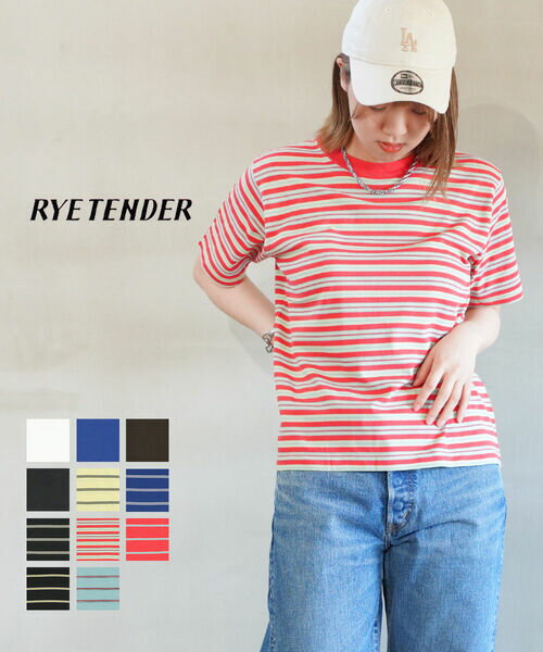 【ポイント10倍】ライテンダー RYE TENDER 半袖 Tシャツ ニット カットソー トップス ゆったり 体型カバー クルーネック ボーダー 無地 おしゃれ・010012500-5212501(メール便可能商品)[M便 5/5](レディース)