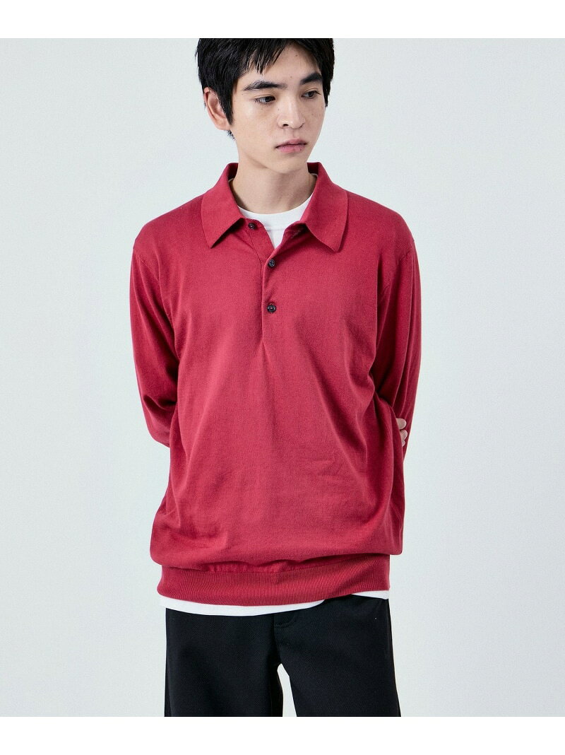 樂天商城 - 【SALE／50%OFF】COTTON KNIT POLO L/S UNISEX M TO R アダムエロペ トップス ポロシャツ ブラック ピンク グリーン ベージュ【RBA_E】【送料無料】[Rakuten Fashion]