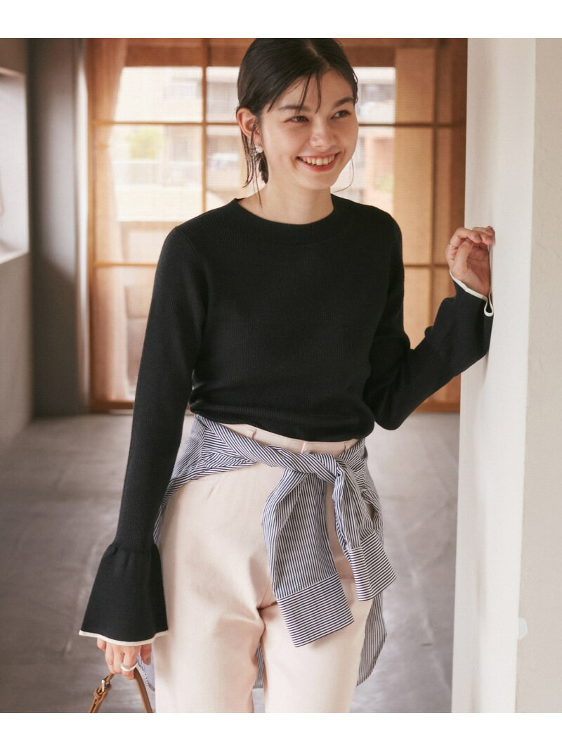 【SALE／55%OFF】【WEB限定】袖フレアニットプルオーバー/アンチピリング・帯電防止・洗濯機OK ROPE' PICNIC ロペピクニック トップス ニット ブルー ホワイト グレー ブラック【RBA_E】[Rakuten Fashion]のサムネイル