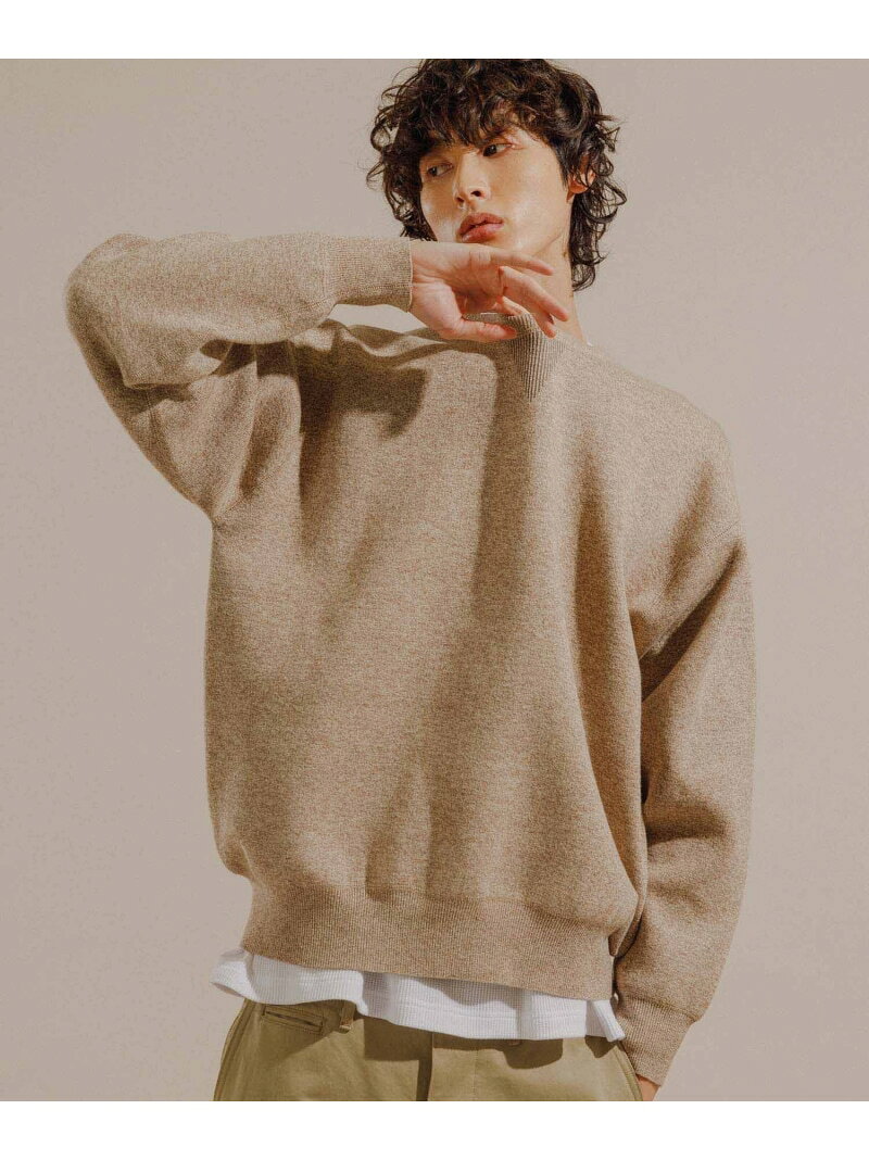 Heathered Sweatshirt Crew Neck Knit Pullover / Heavyweight / Unisex ADAM ET ROPE' HOMME Adam et Rope Tops Knit Gray Blue Beige [Free Shipping] [Rakuten Fashion]