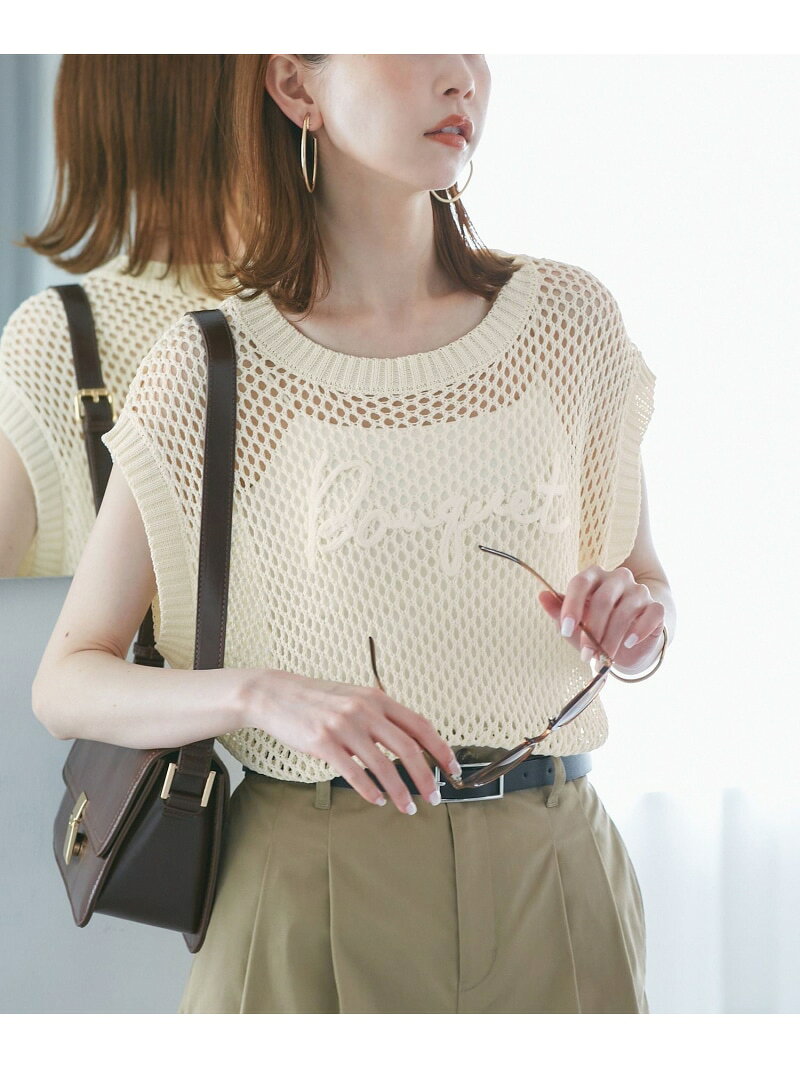 【SALE／50%OFF】コード刺繍入りメッシュサマーニット ROPE' PICNIC ロペピクニック トップス ニット ホワイト グレー【RBA_E】[Rakuten Fashion] jadorejunonline-10067345 J’aDoRe JUN ONLINE サンプル画像2