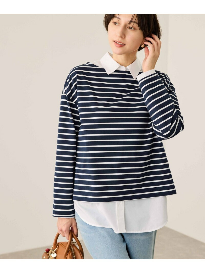 【SALE／30%OFF】ボックスシルエットボーダーカットソー ROPE' PICNIC ロペピクニック トップス カットソー・Tシャツ ブラウン ネイビー ブラック【RBA_E】[Rakuten Fashion]