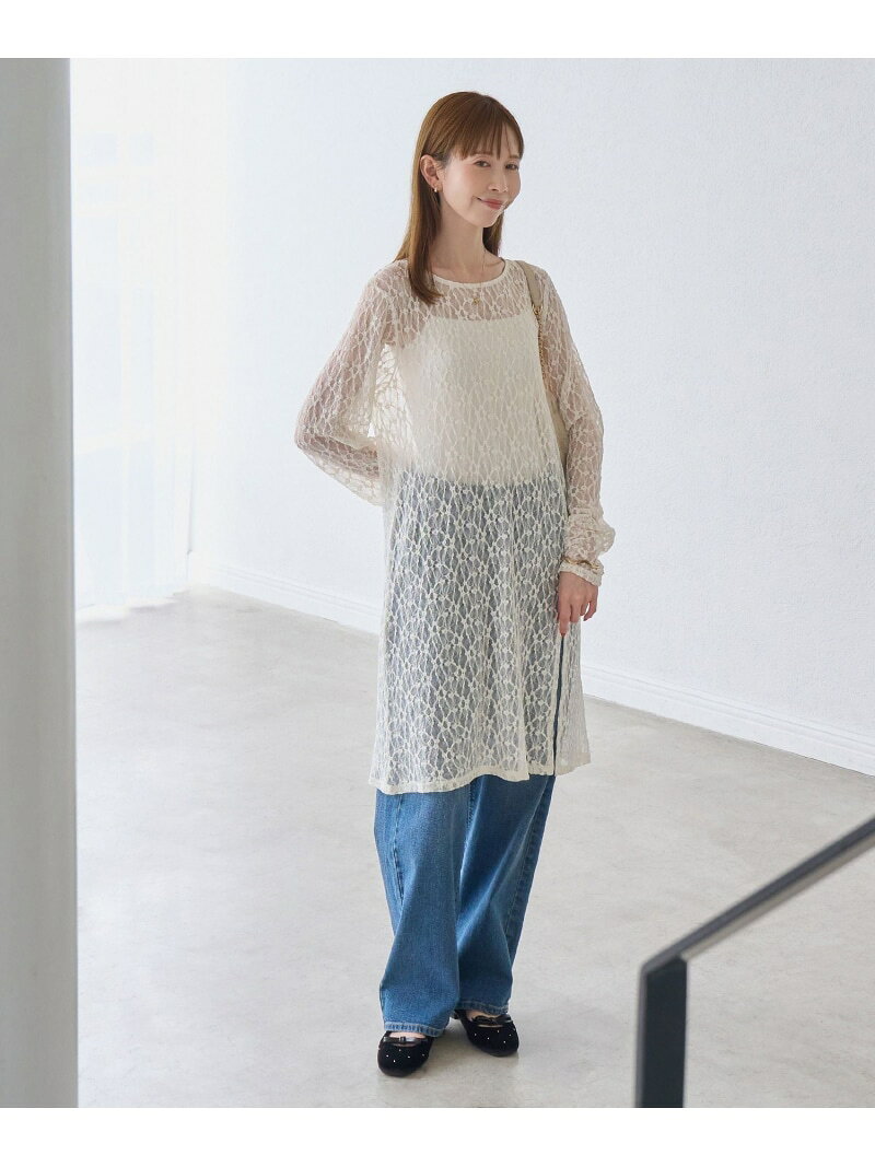 総レースレイヤードチュニックワンピース ROPE' PICNIC ロペピクニック ワンピース・ドレス ワンピース ベージュ【先行予約】*【送料無料】[Rakuten Fashion] jadorejunonline-10078946 J’aDoRe JUN ONLINE サンプル画像3
