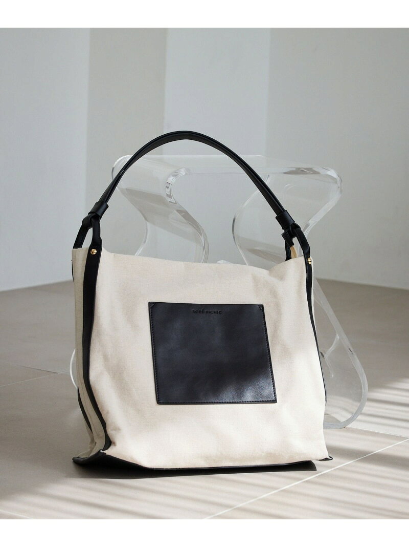 【SALE／50%OFF】麻調キャンバスコンビトートバッグ/A4対応・15インチPC対応 ROPE' PICNIC PASSAGE ロペピクニック バッグ トートバッグ ブラック ブラウン【RBA_E】[Rakuten Fashion] jadorejunonline-10075410 J’aDoRe JUN ONLINE サンプル画像3