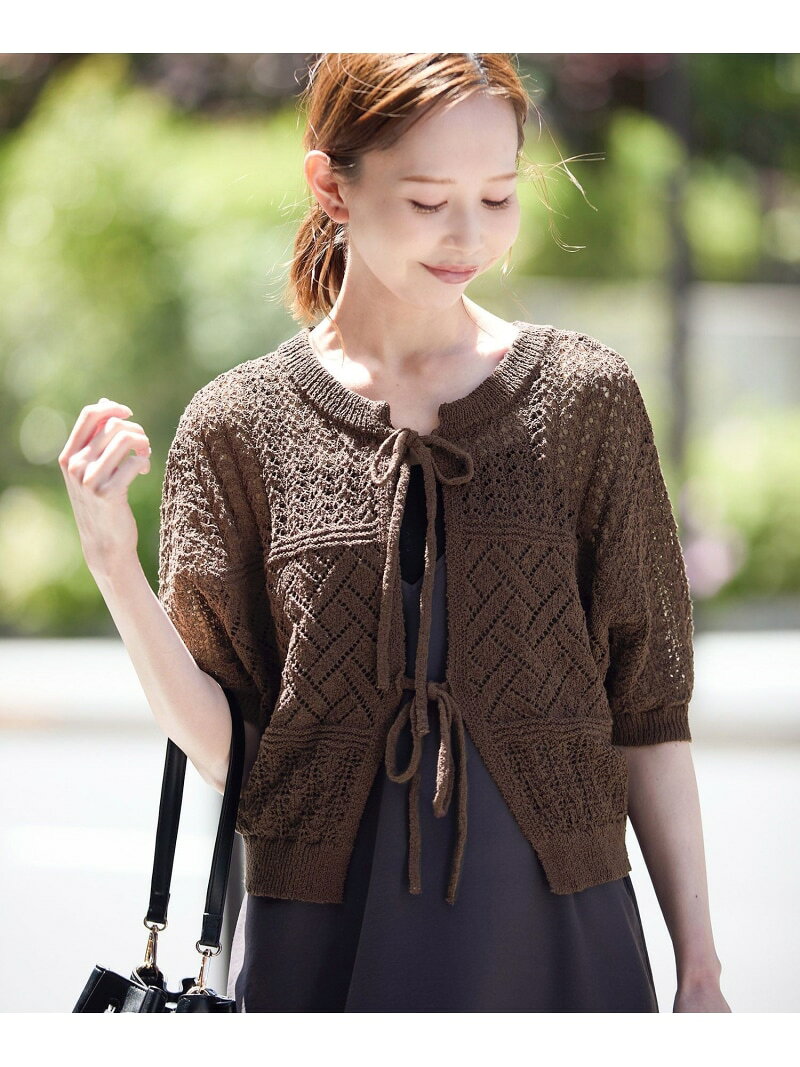 【SALE／70%OFF】【前後2WAY】透かし編みレースカーディガン ROPE' PICNIC ロペピクニック トップス カーディガン ブラウン ベージュ ブルー【RBA_E】[Rakuten Fashion] jadorejunonline-10067332 J’aDoRe JUN ONLINE サンプル画像2