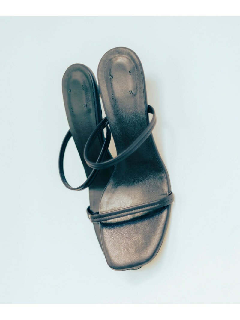 【W S(ドゥーブル)】レザーヒールサンダル SALON adam et rope' サロン アダム エ ロペ シューズ・靴 サンダル ブラック【送料無料】[Rakuten Fashion]