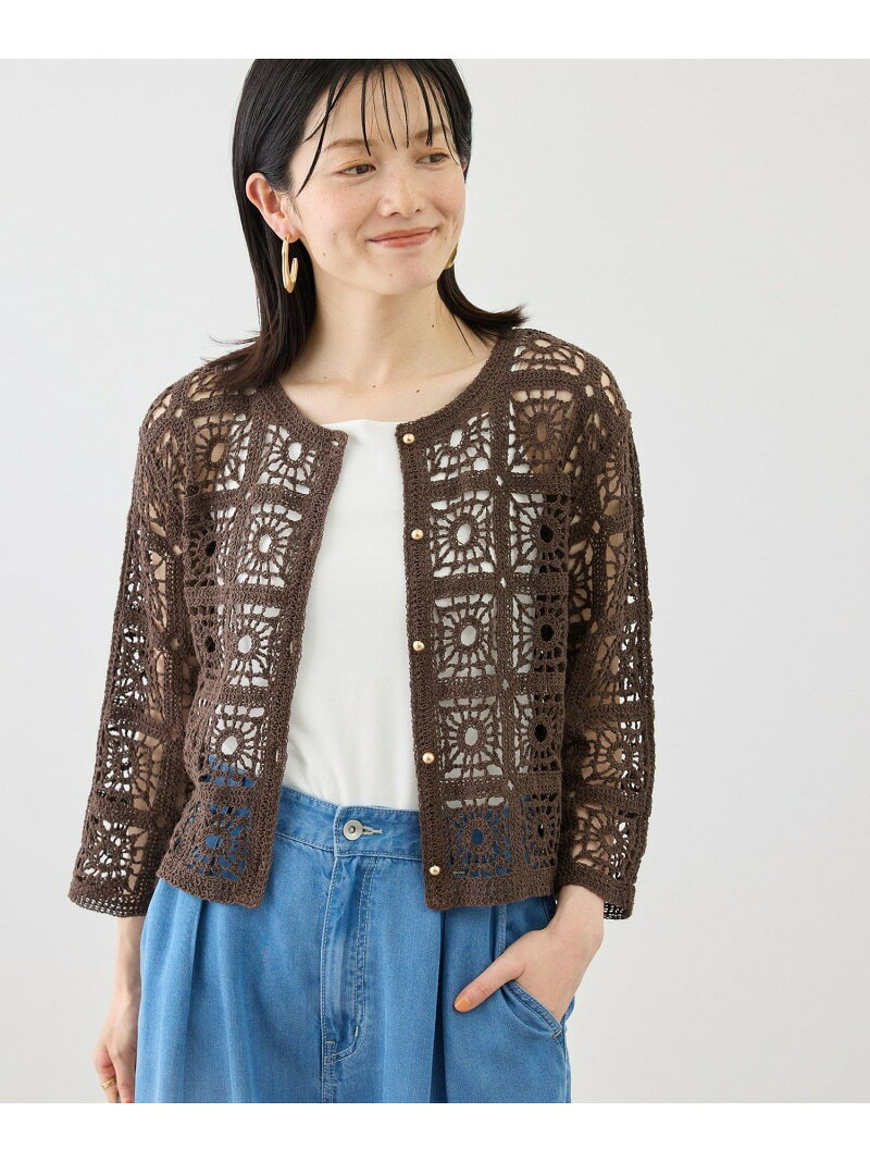 クロシェニットカーディガン ROPE' PICNIC ロペピクニック トップス カーディガン ブラウン ベージュ【送料無料】[Rakuten Fashion] jadorejunonline-10076709 J’aDoRe JUN ONLINE サンプル画像2