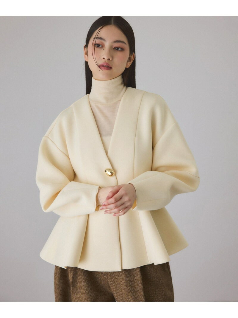 エッグブローチ付きペプラムカーディガン ADAM ET ROPE' FEMME アダムエロペ トップス カーディガン ブ..