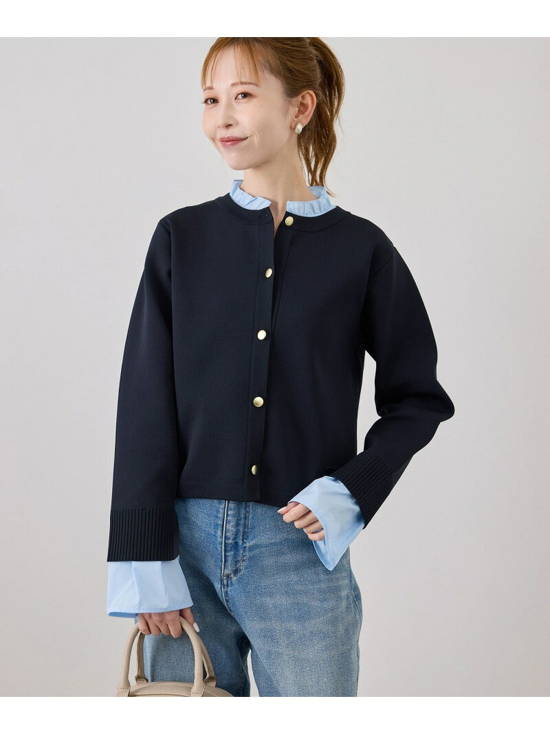 【WEB限定】襟フリルドッキングカーディガン/2WAY ROPE' PICNIC ロペピクニック トップス カーディガン グレー ネイビー【先行予約】*【送料無料】[Rakuten Fashion] jadorejunonline-10078536 J’aDoRe JUN ONLINE サンプル画像3