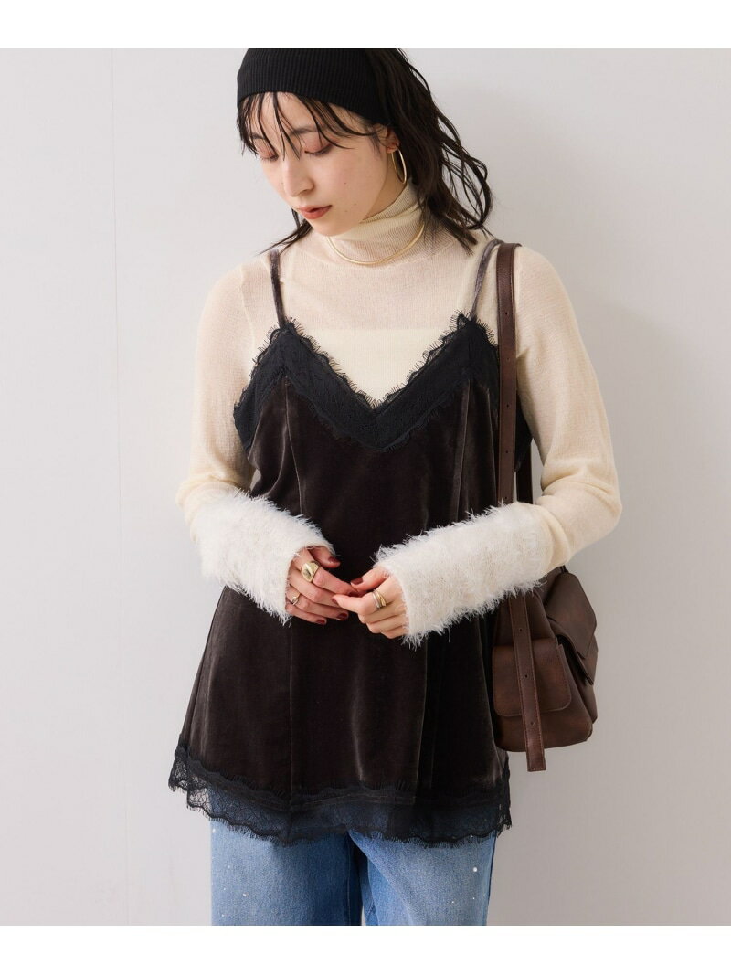 【SALE／50%OFF】ベロアレースキャミチュニック VIS ビス ワンピース・ドレス チュニック ベージュ グレー【RBA_E】[Rakuten Fashion]